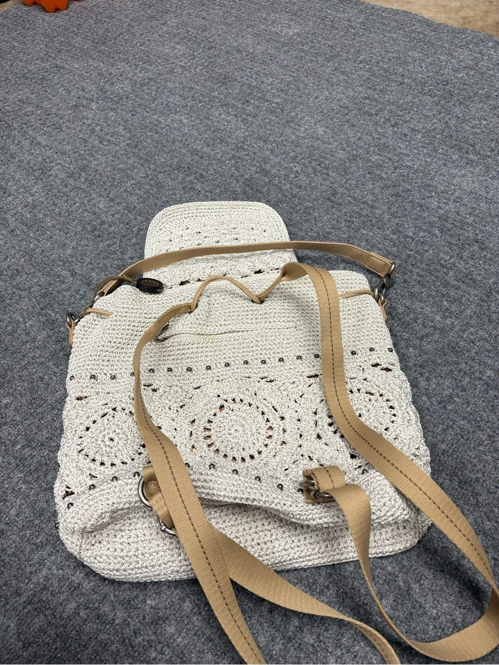 The Sak Cream Hand Crochet Backpack with Removable Strap